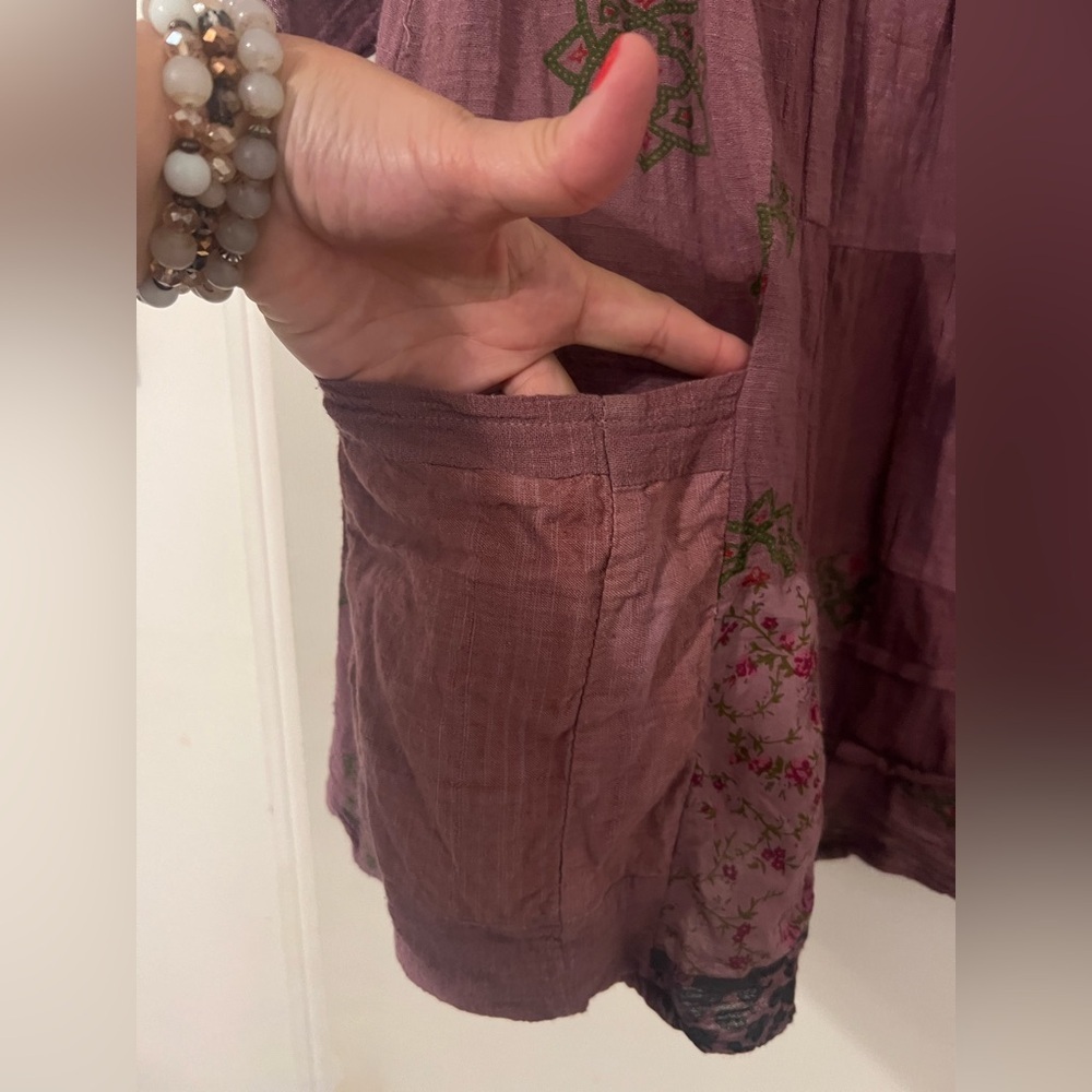 Indigo Thread Co Patchwork Tunic Purple With Pock… - image 2